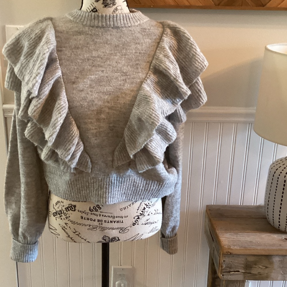 Divided Gray Ruffled Sweater - Picture 2 of 5